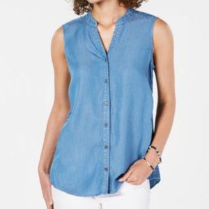 Sleeveless Button Down Top
